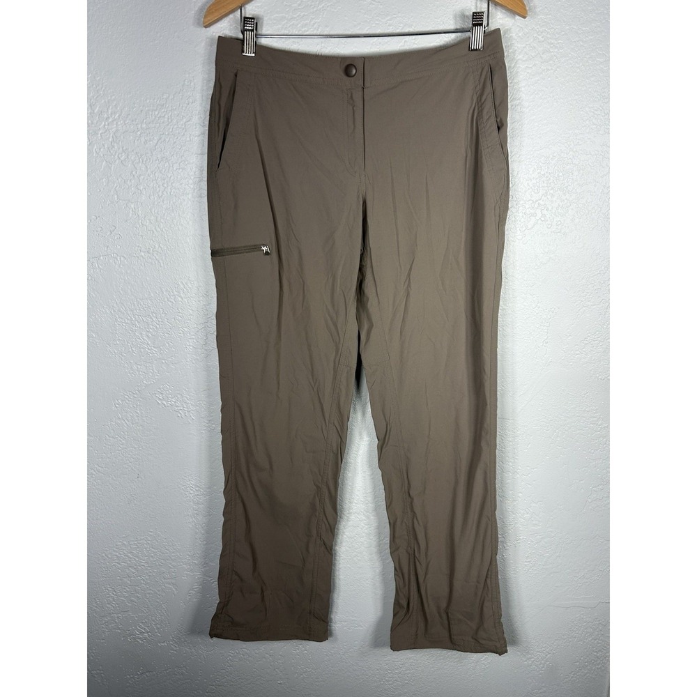 LLBean Women's Size 10 Regular Cargo Zip Pocket Hiking Pants Tan Nylon Spandex